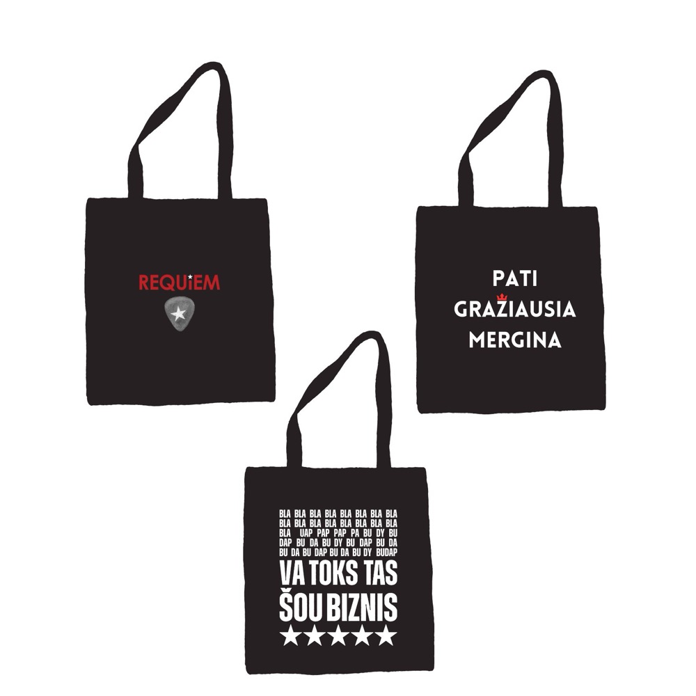 Three Requiem tote bags