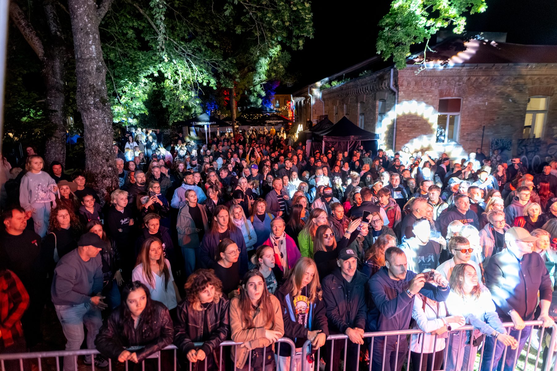 Packed festival crowd at the front barrier